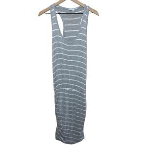 The Vanity Room Women's Gray White Striped Ruched Sleeveless Dress Size Small